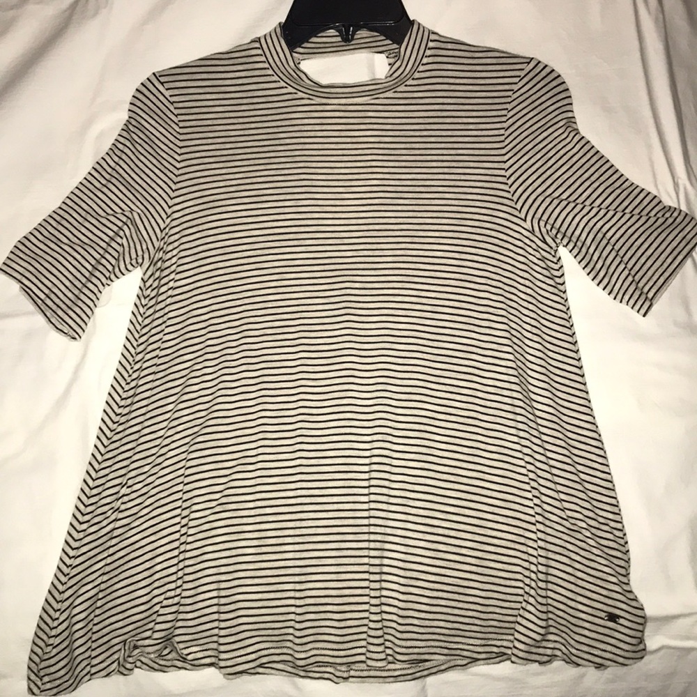 Black and nude striped top